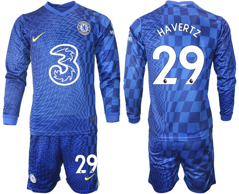 Men 2021-2022 Club Chelsea home blue Long Sleeve #29 Soccer Jersey->chelsea jersey->Soccer Club Jersey